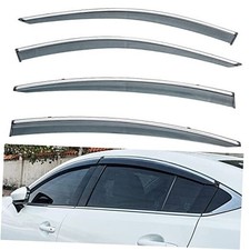 4pcs Smoke Tint with Chrome Trim Outside Mount Tape On/Clip On Style PVC Sun