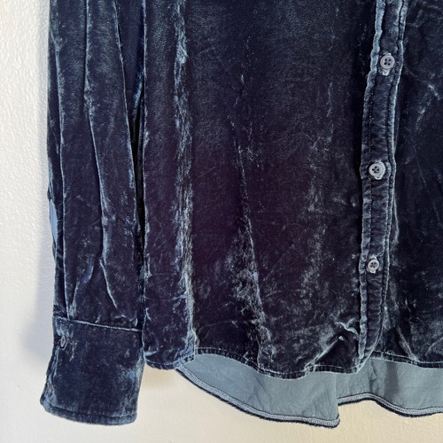 Bella Dahl Velvet Silk Long Sleeve Shirt Top Blouse Women's S Navy Blue Holiday - Picture 4 of 9