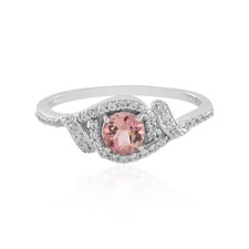 Nigerianischer Rosa Turmalin Zirkon Silber Ring 0,492ct