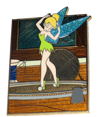 Tinker Bell LE Disney Pin 125  Tink with Yarn Mirror Pixie Tiptoes Thimble RARE