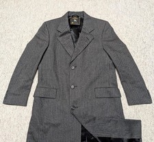 vintage USA made HART SCHAFFNER MARX overcoat 42 gray TWEED herringbone WOOL