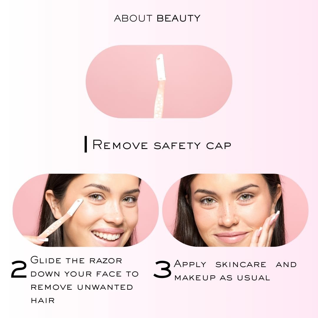 Fuzz-Free Facial Razors - 3 Beauty Groomers for Hair Removal, Ideal for Shaving,