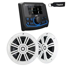 JVC KD-MR1BTS Bluetooth Marine Receiver Kicker Marine OEM Speakers White