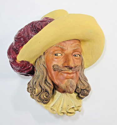 Bossons, Vintage 1960 Cavalier Chalkware Head Wandrelief