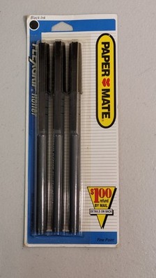 Vtg 90s Paper Mate Flexgrip Roller Pen Fine Metal Point Black Ink USA New Sealed