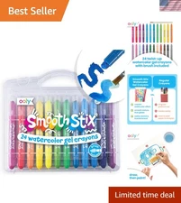 Vibrant Rainbow Gel Crayons: 24-Piece Set with Brush for Easy Watercolor Effects