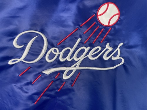 Giacca raso starter Los Angeles Dodgers foderata a scatto uomo 3XL blu cucito MLB EUC - Foto 4 di 11