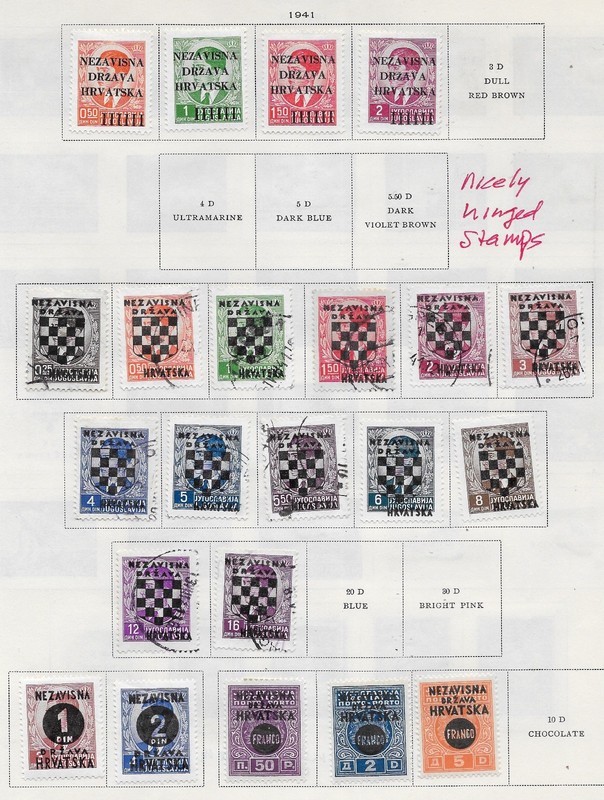 22 Croatia Stamps Nicely Hinged from Quality Old Antique Album 1941