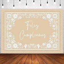 Withu Beige Floral Feliz Cumplea os Backdrop for Photography Mexican Theme