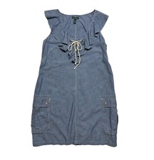 Lauren Jeans Co Ralph Lauren Denim Dress Ruffle Cargo 90’s Y2K Women’s Size 14