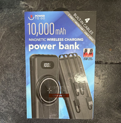 Power To Go 10000mAh Magnetic Qi Wireless Power Bank Fast Charge USB-C USB-A