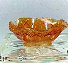 Depression Era Amber Marigold Ornate Glass Candy Dish Grannycore