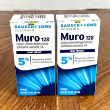 Lot of 2 - Bausch Lomb MURO 128 Ophthalmic 5 Ointment 1/8 oz Exp 12/2027