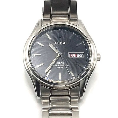 Working Model SEIKO ALBA Solar Wristwatch Men's Day Date