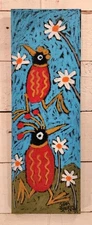 John Sperry Outsider Southern Primitive bird Folk Art Red Party Birds Painting 