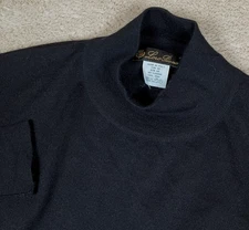 Loro Piana Black Baby Cashmere Silk Mock Neck L/S Sweater Men IT/56 US/46 Large