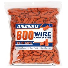 600 PCS Wire Connectors Nuts, AWG 18-16 Wire Caps Electrical, Orange