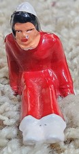 Vintage 1950's Cast Lead Lady Sledder Figurine - NO SLED - Barclay 