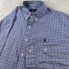 Polo Ralph Lauren Shirt Mens XL Blue Plaid Pony Long Sleeve Button Down Cotton