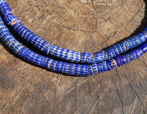Small Old Blue African Chevron Beads (5-6.5mm) Aja (3005A568) Venetian