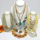 VINTAGE TO NOW FASHION COSTUME JEWELRY NECKLACE LOT, ASSORTED TYPES & MATERIALS
