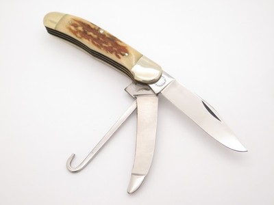 Vtg Carl Schlieper Solingen Germany Stag 3 Blade Copperhead