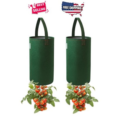 Upside Down Tomato Planter 2 Pack Hanging Fabric Bags 3 Gallon Space Saving O...