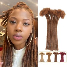 LIKIMIYA 30 Auburn Brown Human Hair Locs 0.4 cm 12 Inch 30 Strands