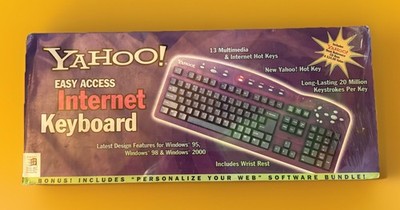 Vtg SEALED Yahoo! Easy Access Internet Keyboard 1999 for PC PS2 Rare Purple