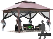 10'X10' Pop-Up Gazebo Outdoor Patio Canopy with Mosquito Netting and Double Roof