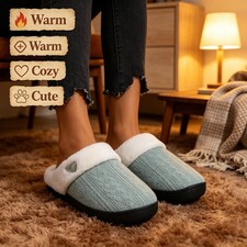 Cozy Non-Slip Indoor Slippers Women's Plush Fleece-Lined Warm Cotton House Shoes