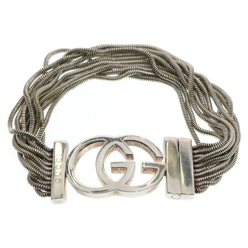 Y0715 Gucci Bracciale Incastro 10 Fila Catena Serpente Argento Accessori Usati