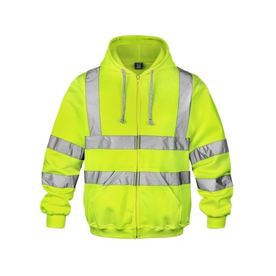 Hi-Vis Reflective Sweatshirt Pullover For Men - Yellow/Navy, Large, 2" Reflective Strips