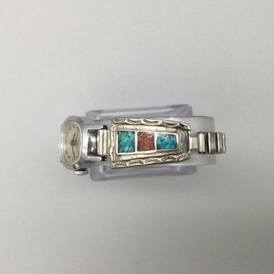 Vintage Timex Womens Watch 17mm Silver Tone Turquoise Coral  display picture 1