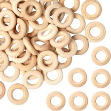 150 Pcs 25 mm/1 inch Wooden Craft Ring Natural Unfinished Mini Wooden Rings