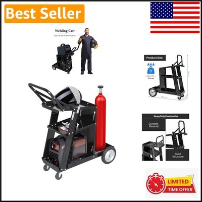 3-Tier Heavy Duty Steel Welding Cart with 360° Wheels - For All Welding Machines