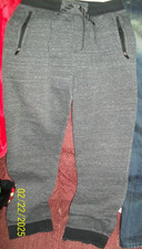 New Old Navy Joggers Boys Large 14-16 Grey/black Drawstring Zip Pockets Fleece