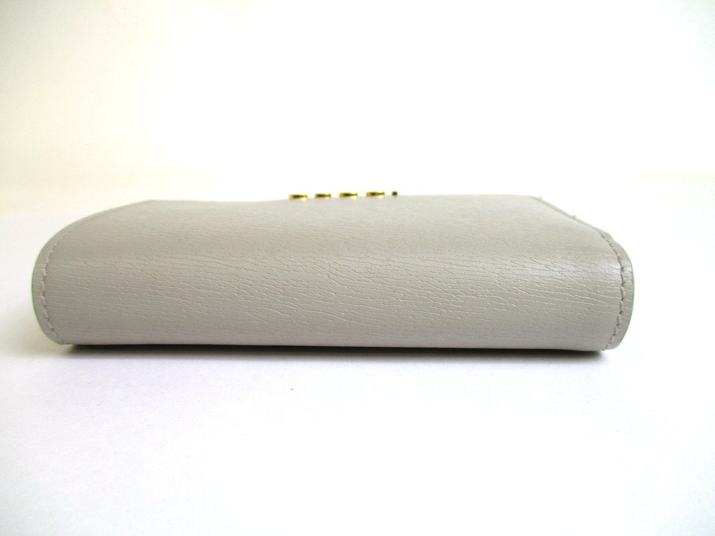 Authentic GUCCI Gold Logo Script Gray Leather Bif… - image 5