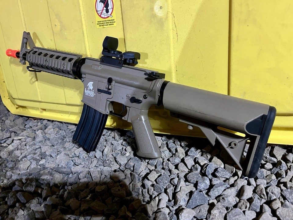 Lancer Tactical RIS II carbine AEG airsoft Rifle With Red Dot | eBay