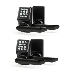 Keypad Door Lock with Handle, 2PACK Set - Matte Black - Easy Installation for...