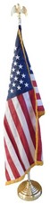 8ft Indoor Flag Pole Kit Set With USA 3'x5' Embroidered Sleeve  Fringe  Base