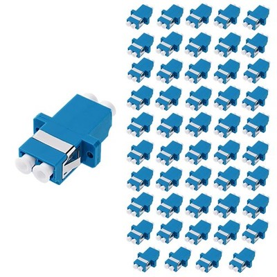 50 PCS LC-UPC to LC-UPC Duplex Fiber Optical Couplers with Panel Mounting Wing