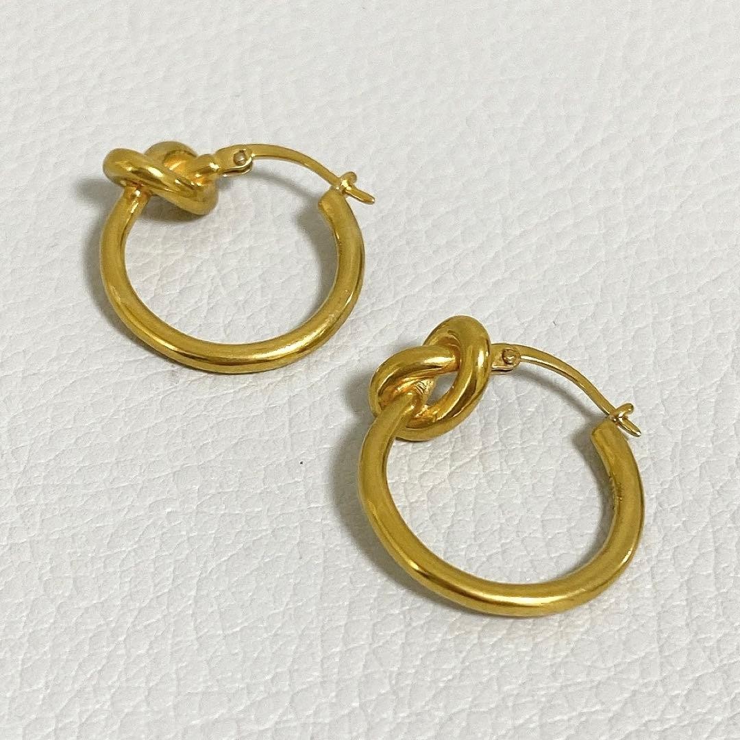CELINE Small Gold Knot Hoop Earrings Men's Women's Jewelry