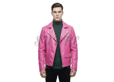 Giacca uomo in vera pelle rosa personalizzata bikers giacche moto SK-300M