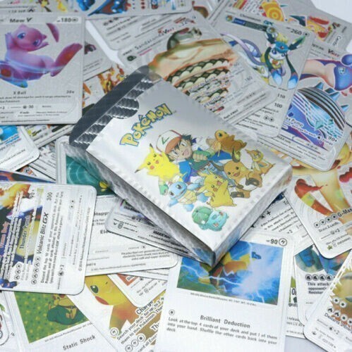 US In Stock Pokémon Gold Foil Rare Silver Cards 55 Pcs/Box TCG GX
