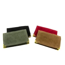 English Leather Suede Zip Around Wallet 4 PC Set - Black, Green, Burgundy, Brown