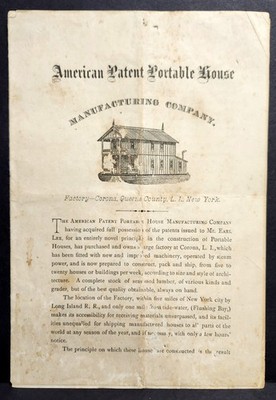 1870's American Patent Portable House Manufacturing Co. Illustrated Brochure