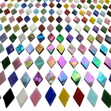 Magic Iridescent Mosaic Tiles for Crafts, 530 Pieces Colorful Stained Glass S...