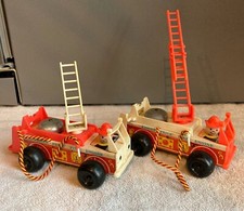 Fisher-Price Fire Truck 720 with Red and White Ladder Set 2 - Vintage 1968