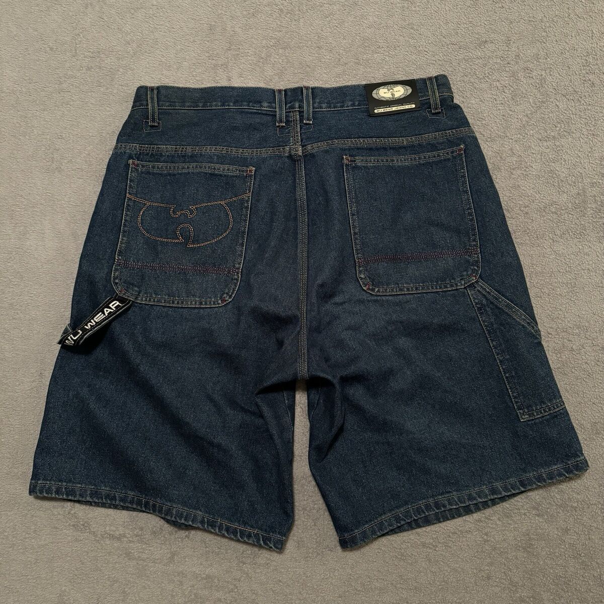 Vintage 90s Wu Wear Wu Tang Baggy Denim Shorts Sz 38 SKATER Vintage 90s Wu Wear Wu Tang Baggy Denim Shorts Sz 38 SKATER